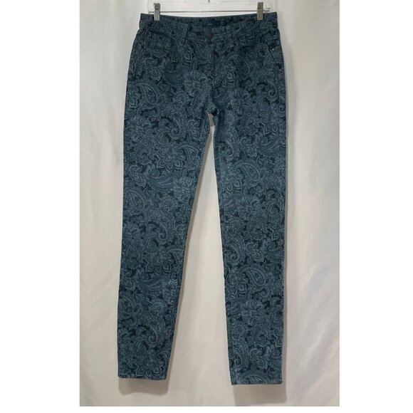 PRANA Straight Leg Low Rise "Trinity" Corduroy Jeans - Aqua Paisley - 10 - Picture 1 of 8